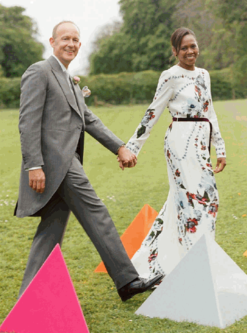 Wedding gif rotation of a English Countryside wedding at Cowley Manor in the Cotswolds, England with patterns and accented decor and motifs to honor the bride's Sierra Leone heritage.